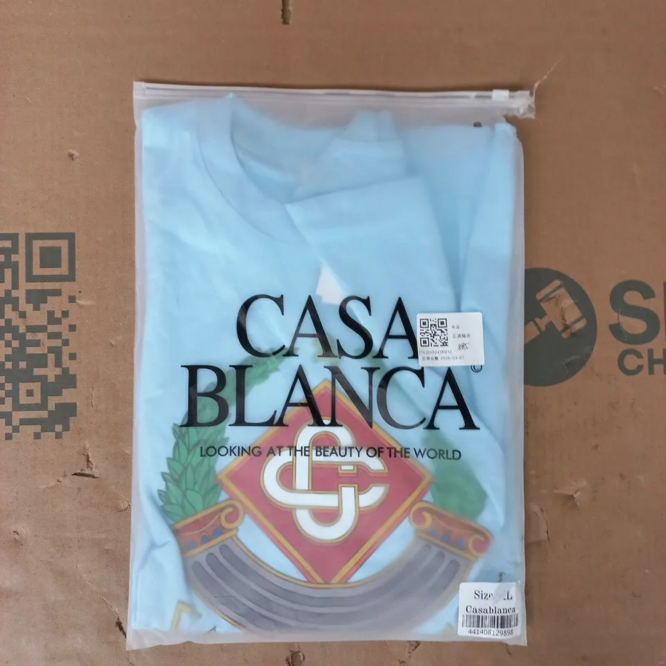 BAGGED CASABLANCA T-SHIRT IN BLUE SIZE XL