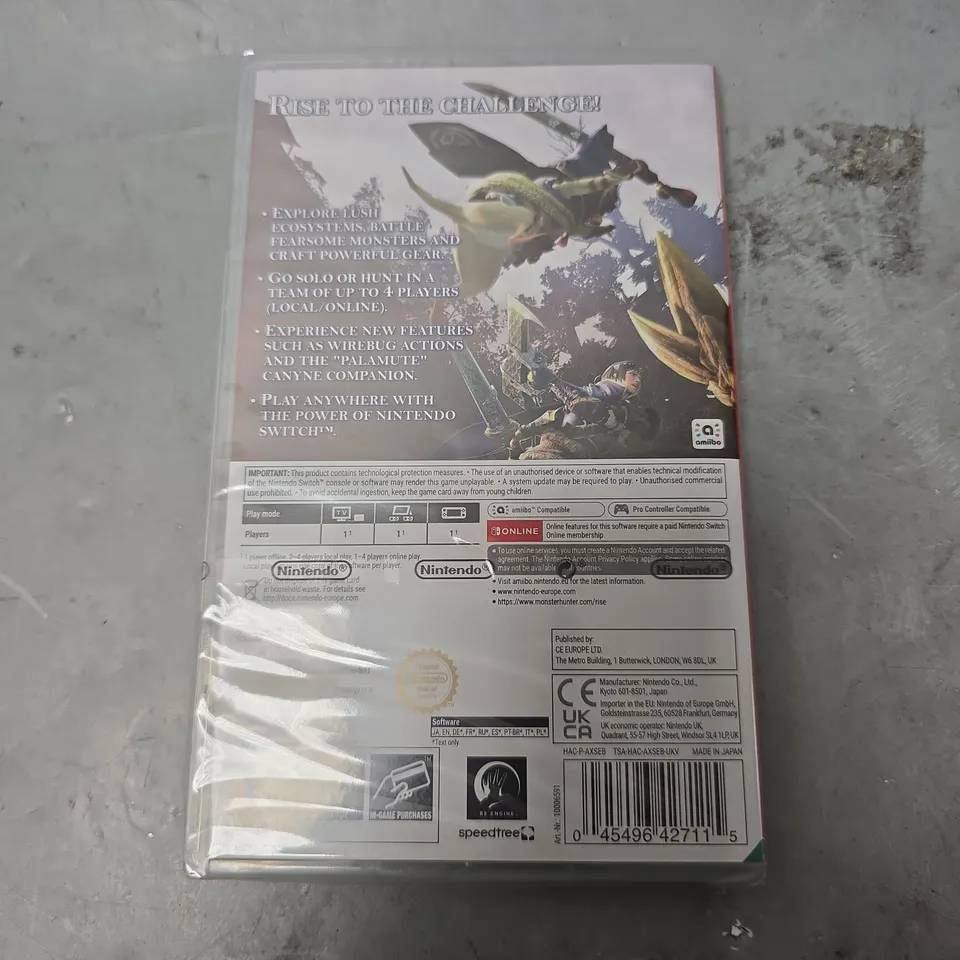 SEALED MONSTER HUNTER RISE FOR NINTENDO SWITCH 