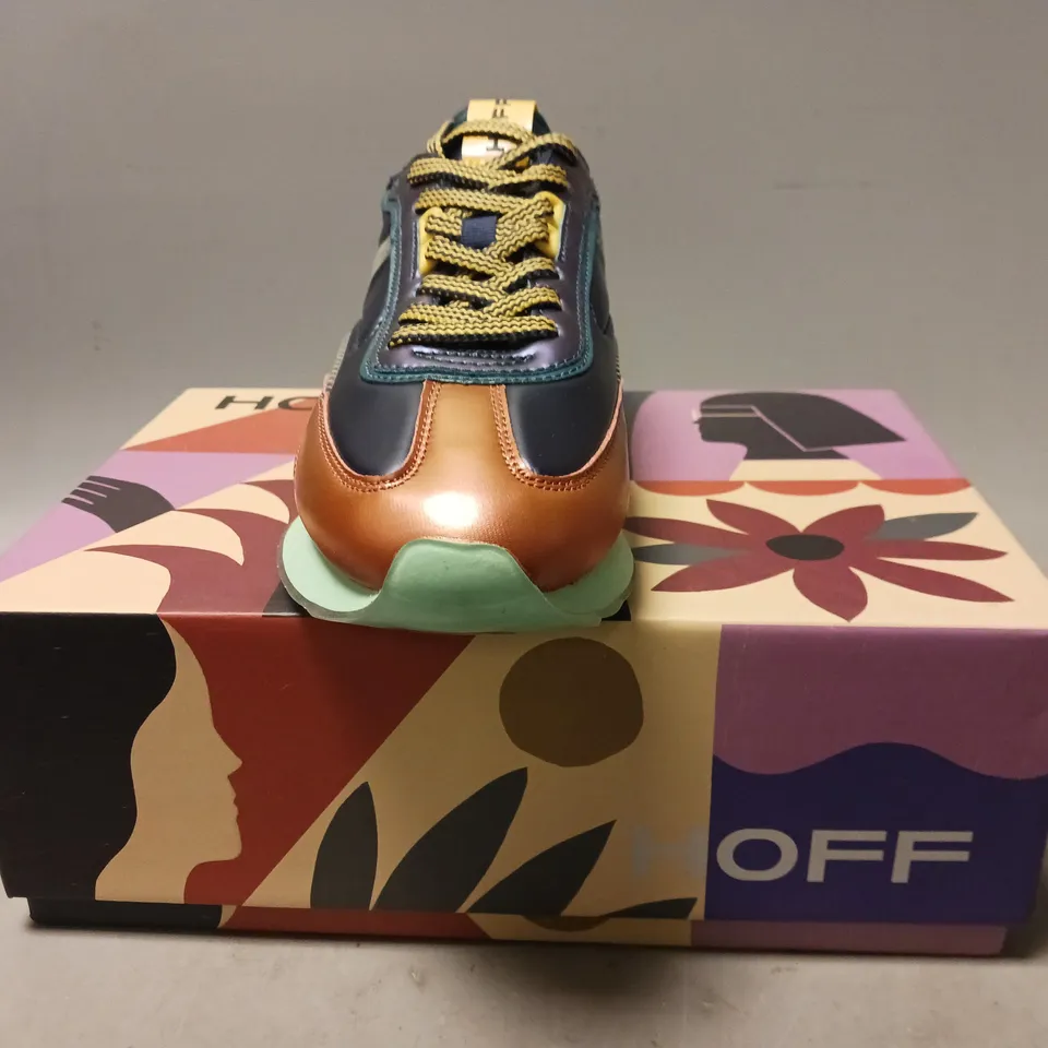 BOXED PAIR OF HOFF TRAINERS IN METALLIC MULTICOLOUR UK SIZE 7