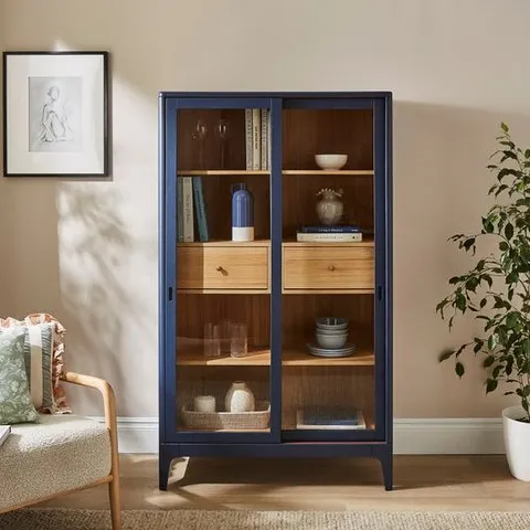BOXED WINSLOW GLAZED DISPLAY CABINET - BLUE (2 BOXES)