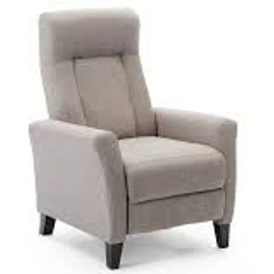 BOXED DESIGNER PUMICE FABRIC PUSHBACK RECLINING EASY CHAIR