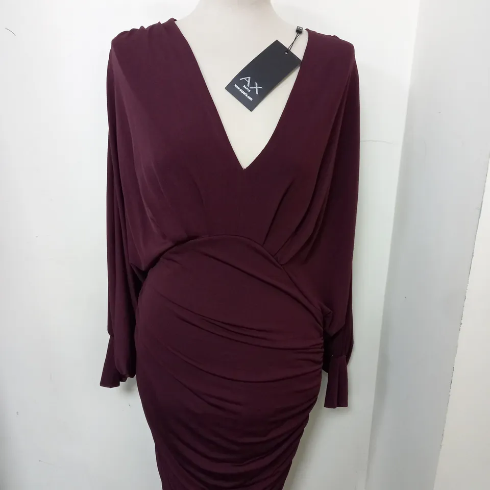 AX PARIS OCCASSIONAL PLUM RUCHED DRESS SIZE 12