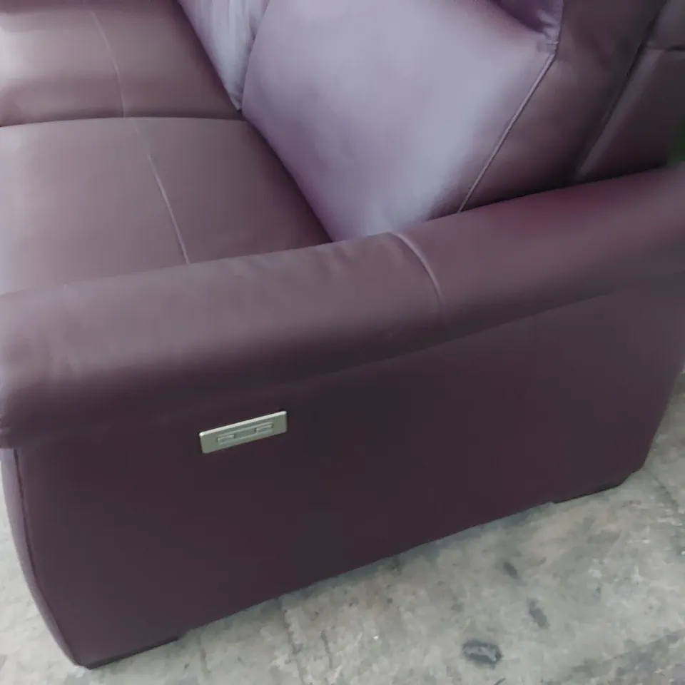 QUALITY ITALIAN DESIGNER ADRIANO POWER RECLINING THREE SEATER SOFA BURGUNDY LEATHER 