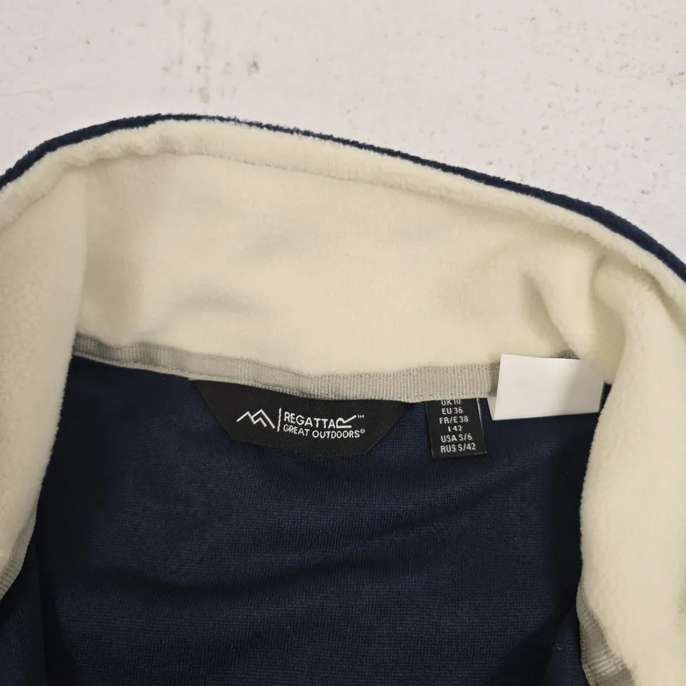 REGATTA GREAT OUTDOORS NAVY FLEECE GILET VEST – UK 10 (EU 38) – SLEEVELESS, ZIP FRONT