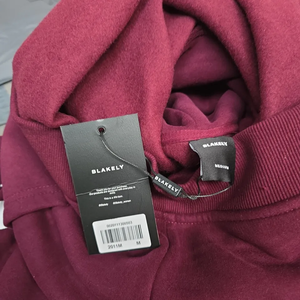 BLAKELY HOODIE – BURGUNDY, WOMEN'S MEDIUM WITH LARGE WHITE BACK PRINT