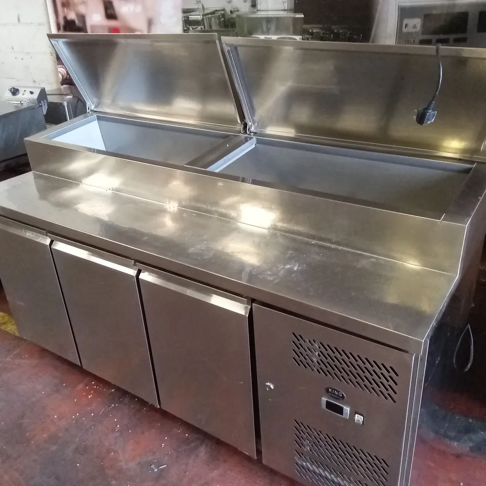 KING COMMERCIAL PIZZA PREP COUNTER | 3 DOOR REFRIGERATED PREP TABLE | 1.8M CHILLED STORAGE | KING - KPT187