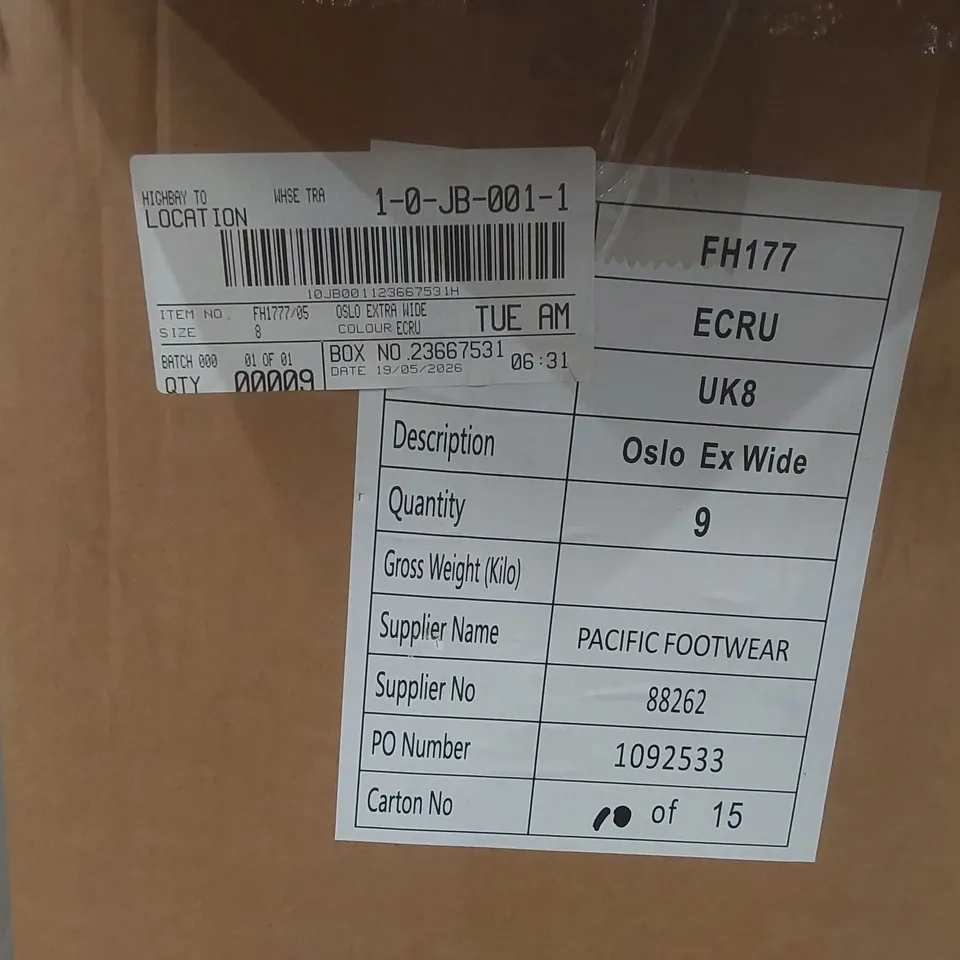 BOX CONTAINING APPROXIMATELY 9x BRAND NEW SIMPLY BE ECRU OSLO EXTRA WIDE SHOES - SIZE 8