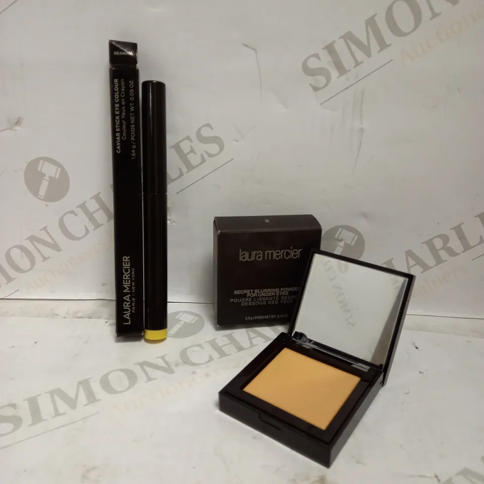 LOT OF 2 LAURA MERCIER PRODUCTS TO INCLUDE SECRET BLURRING POWDER - 2 & CAVIAR STICK EYE COLOUR - BEAMING 
