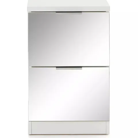 PALMA MIRRORED 2 DRAWER BEDSIDE CHEST - WHITE