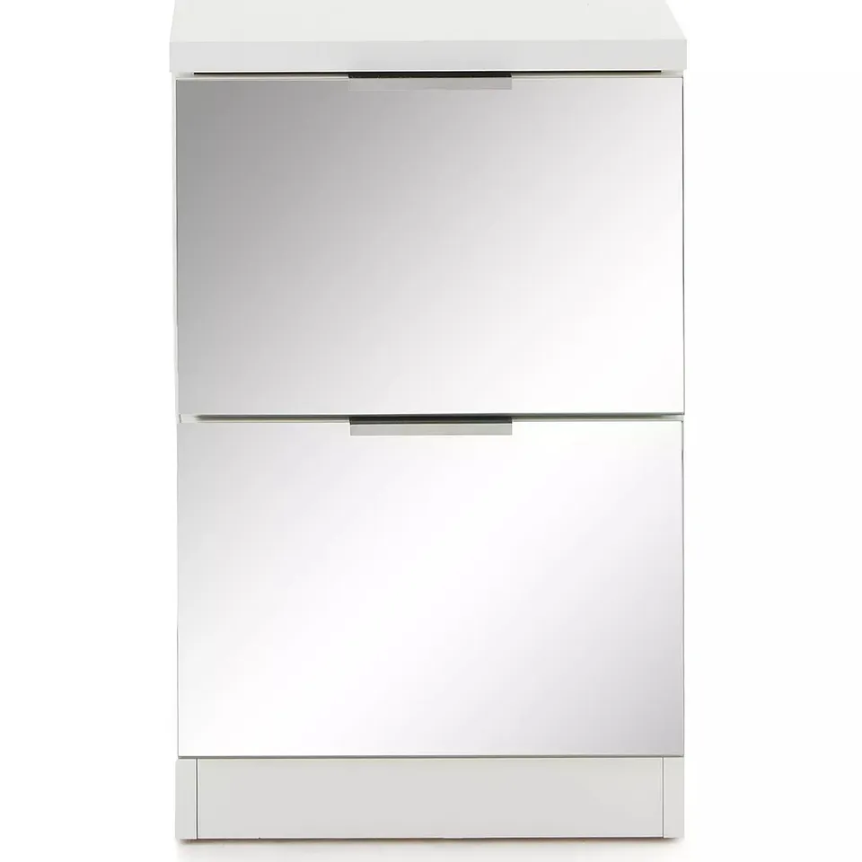 PALMA MIRRORED 2 DRAWER BEDSIDE CHEST - WHITE