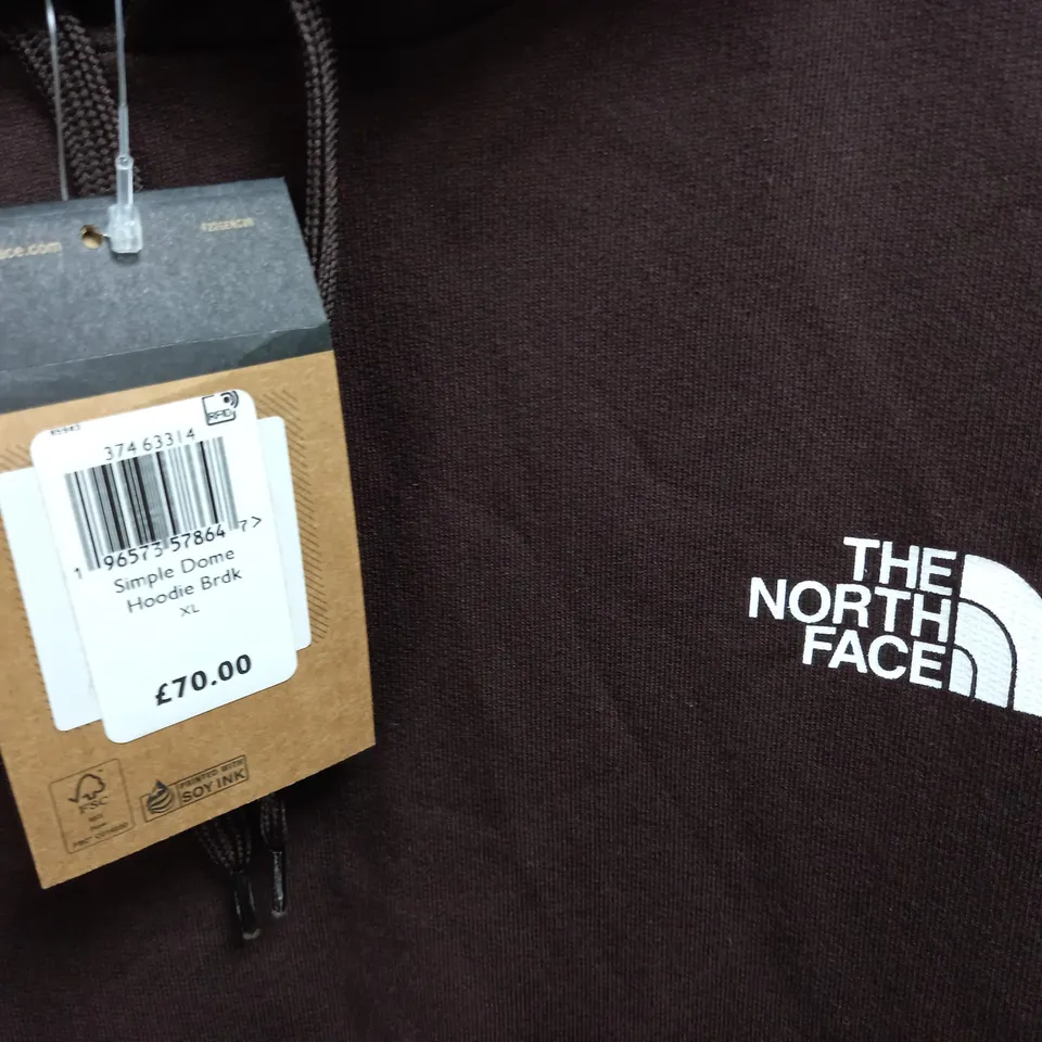 NORTH FACE SIMPLE DOME HOODIE IN BROWN - XL