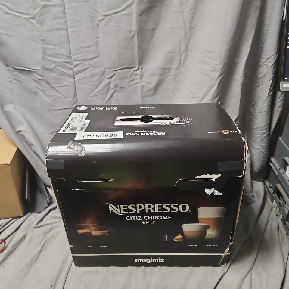 NESPRESSO CITIZ CHROME & MILK COFFEE MACHINE BY MAGIMIX – BOXED