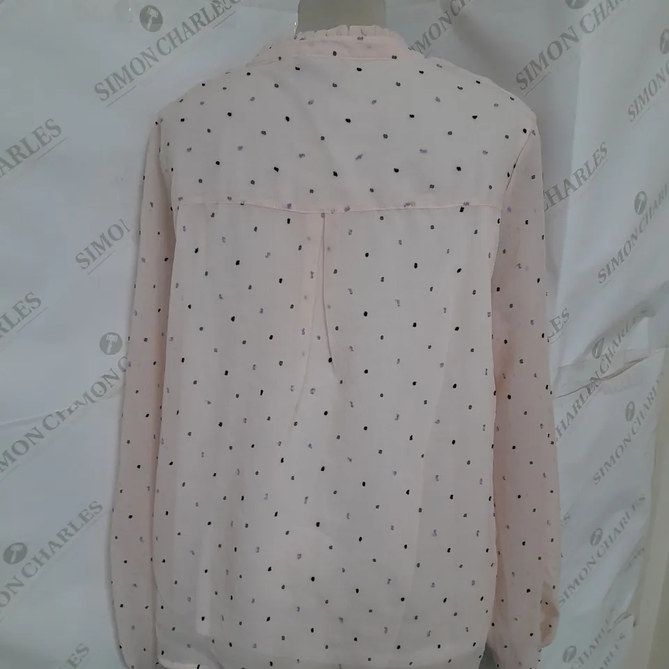 KLASS SHEER SPOTTED CREPE BLOUSE IN PALE PINK SIZE 14