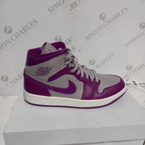 BOXED WOMENS AIR JORDAN 1 MID PURPLE & GREY - UK SIZE 5.5