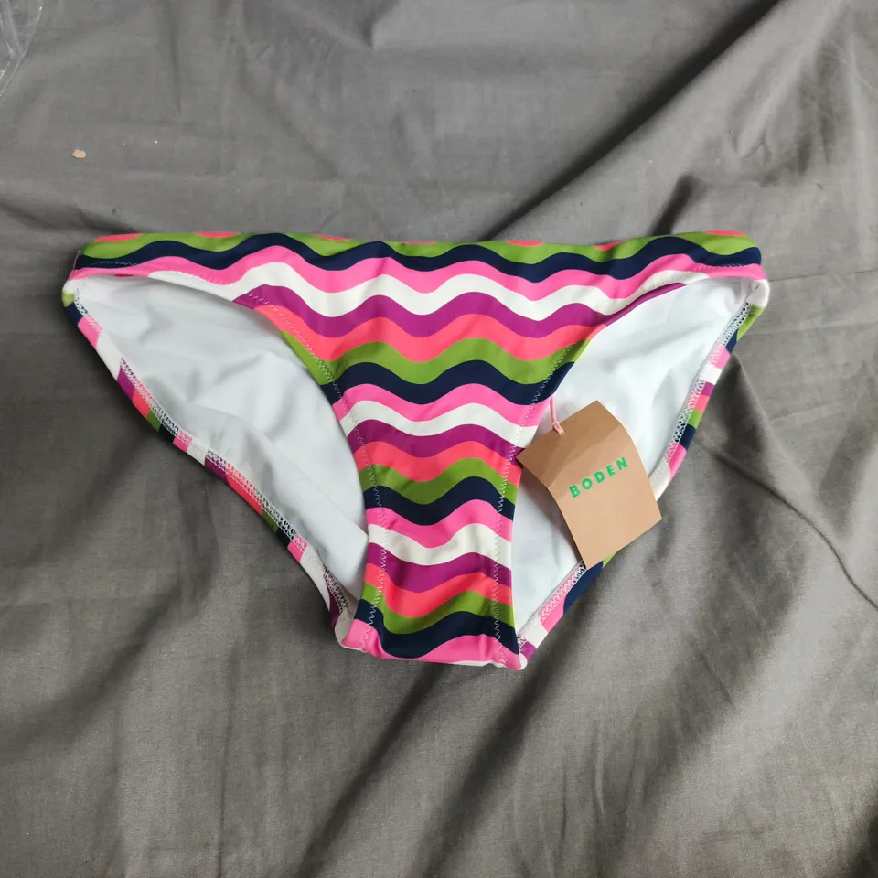 BODEN WOMEN'S BIKINI BOTTOM – MULTICOLOURED WAVE PATTERN - UK 8