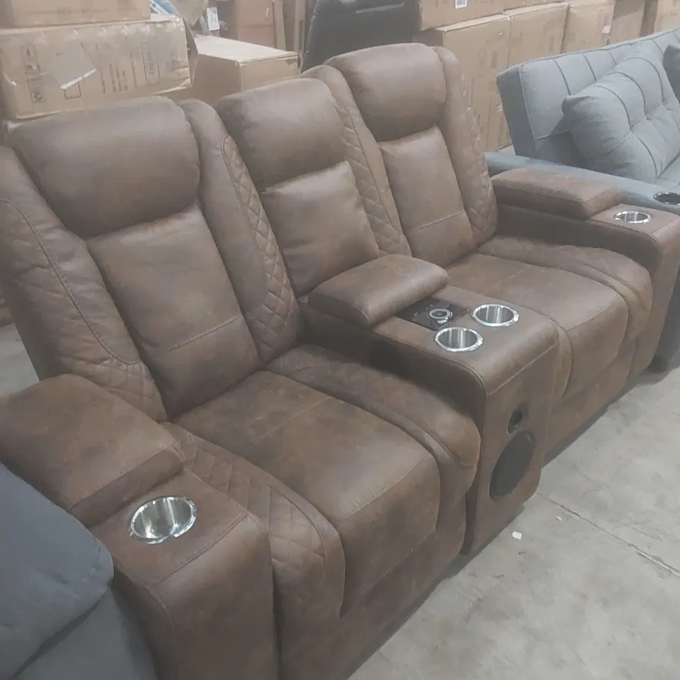 DESIGNER 2 SEATER POWER RECLINER SOFA WITH IN-BUILT SPEAKERS AND USB PORTS