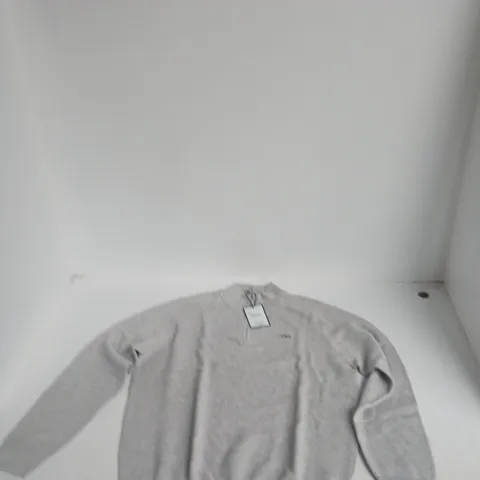 QUBA & CO. KELSON LIFESTYLE TEXTURED KNIT 1/4 ZIP JUMPER – GREY MARL – UK XL