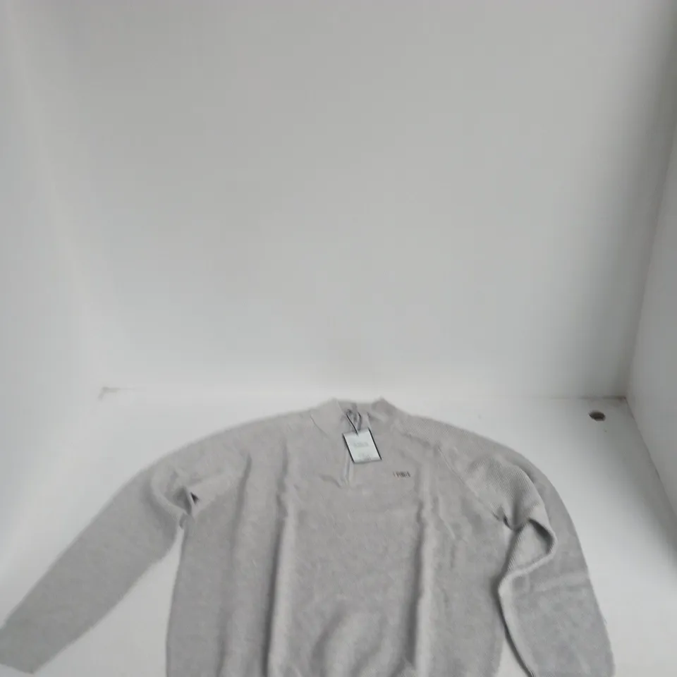 QUBA & CO. KELSON LIFESTYLE TEXTURED KNIT 1/4 ZIP JUMPER – GREY MARL – UK XL
