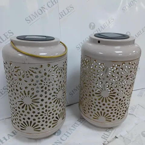 GARDEN REFLECTIONS SET OF 2 PATTERNED SOLAR LANTERNS