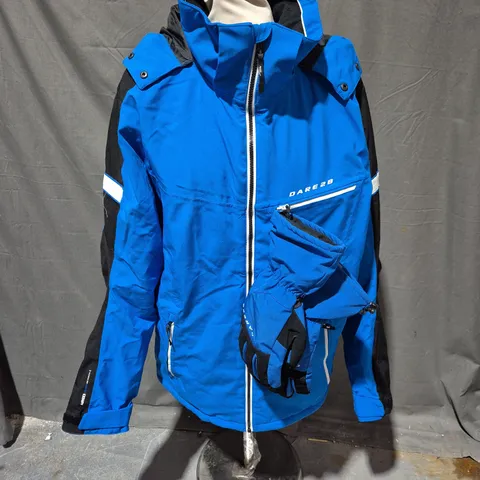 DARE2B COAT & GLOVES IN BLUE SIZE L