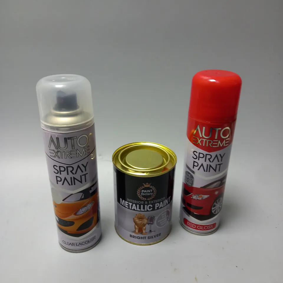 BOX OF ASSORTED SPRAY PAINS AND PAINT FOR CARS ETC - COLLECTION ONLY 