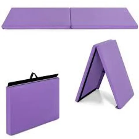 PURPLE FOLDING GYMNASTICS MAT WITH CARRY HANDLES