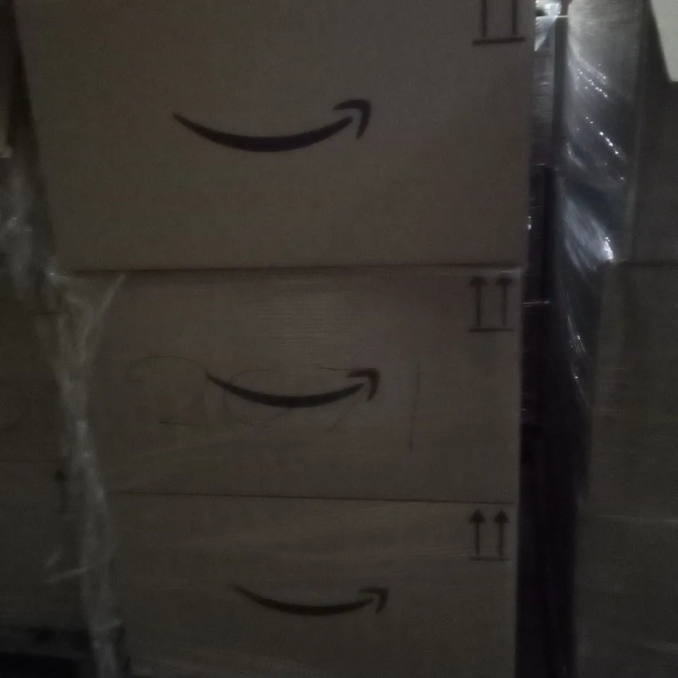 PALLET OF 6 BOXES CONTAINING ASSORTED ITEMS INCLUDING AIR FRYER LINERS, TETRIS TOWER, SAT CABLE, KNEE SLEEVES, ANNIVERSARY CARD, IPHONE CHARGER 