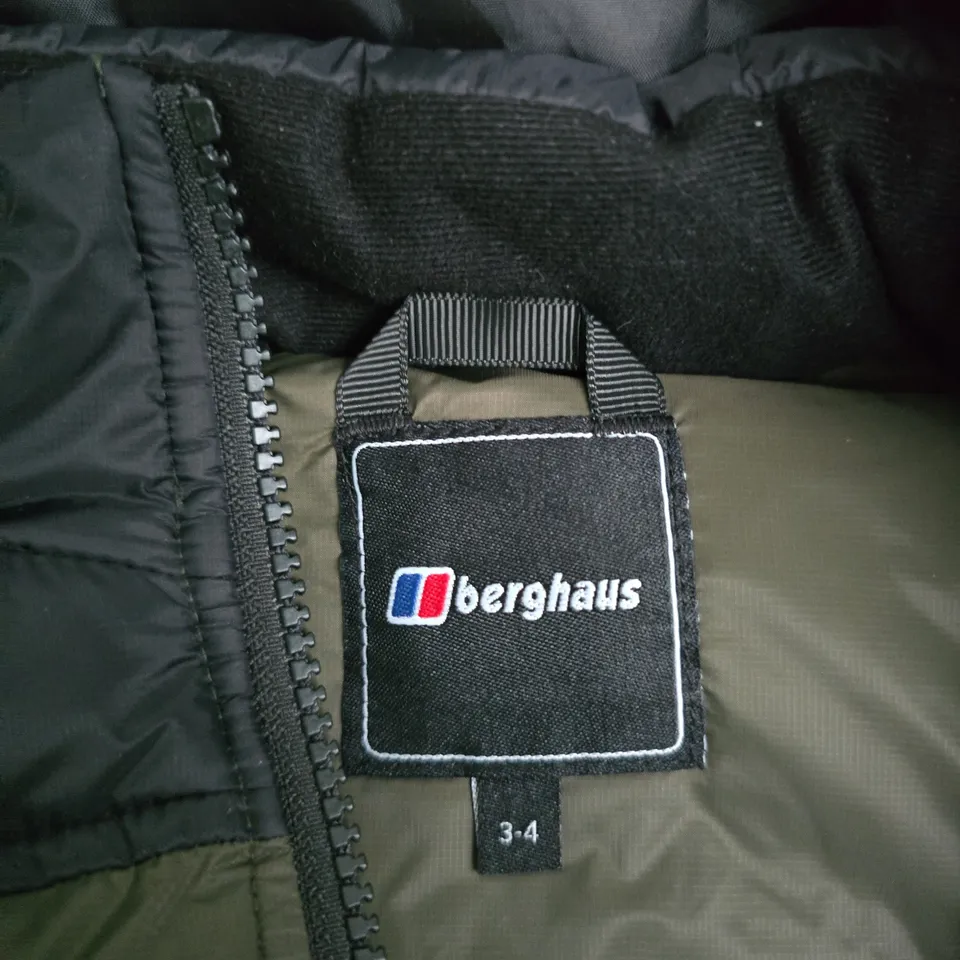 BERGHAUS KIDS' PADDED VEST – BLACK & OLIVE, SIZE 3-4