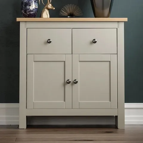 BOXED MANTORVILLE 79CM WIDE 2 DRAWER SIDEBOARD GREY/OAK