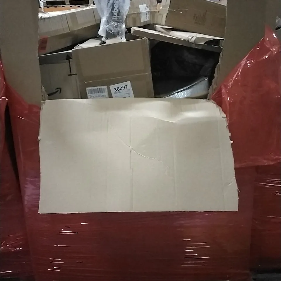 PALLET OF HOUSEHOLD ITEMS TO INCLUDE ROLLER SKATES, ELECTRONIC DARTBOARD, KEYBOARD, MESH PARTITION AND OTHER ASSORTED ITEMS...