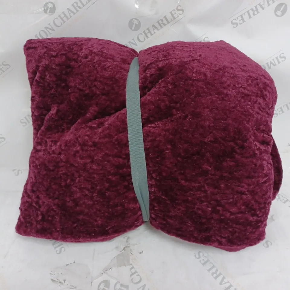 COZEE HOME LUXURY TEDDY FLEECE THROW WITH VELVETSOFT - WINE