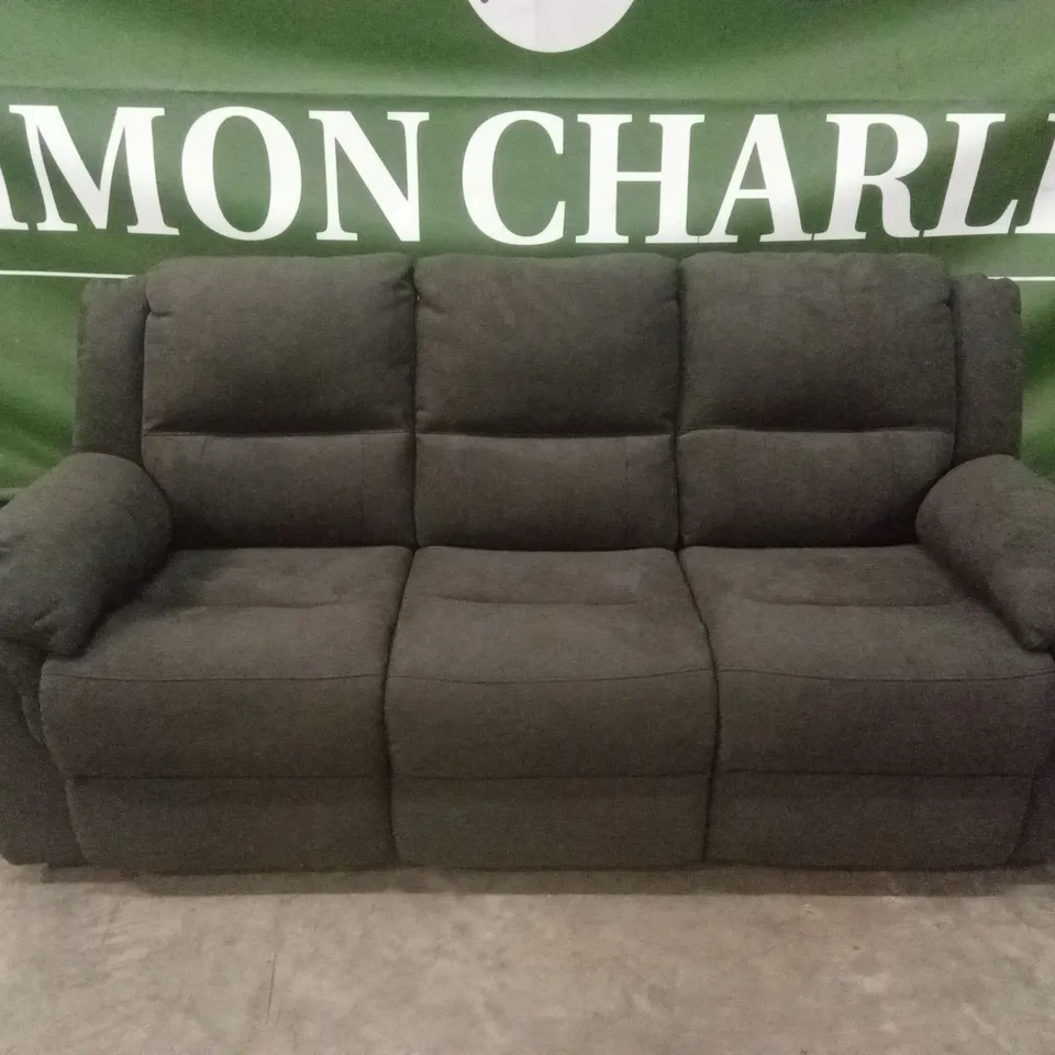 ALBION FABRIC 3 SEATER HIGH BACK MANUAL RECLINER SOFA - CHARCOAL RRP £749