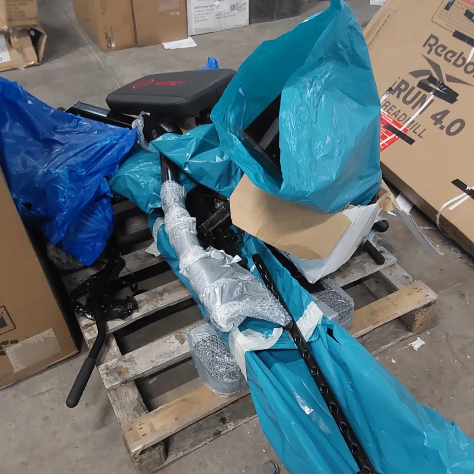 PALLET OF ASSORTED EXERCISE EQUIPMENT PARTS ECT