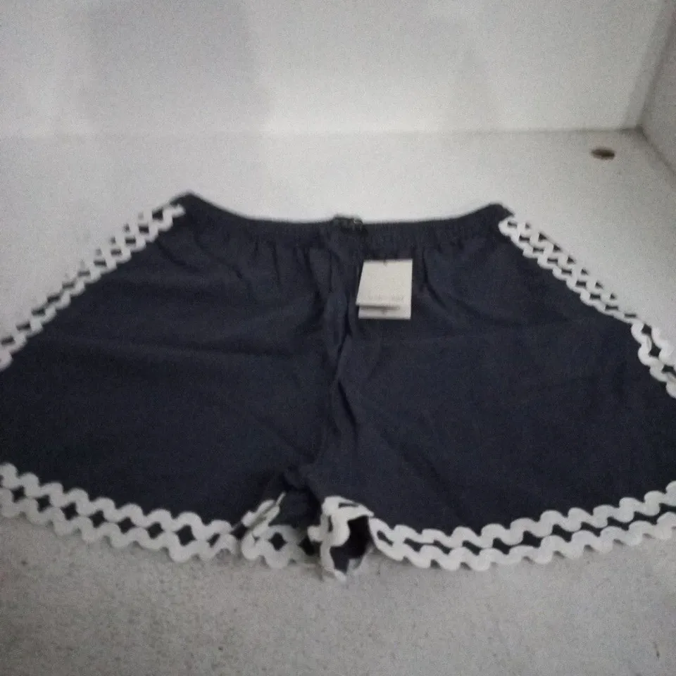 NOBODY'S CHILD NAVY RACER SHORTS WITH WHITE TRIM – UK 14
