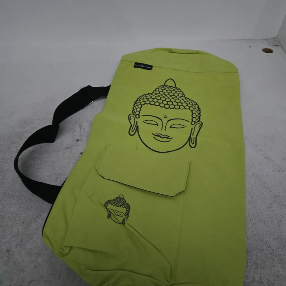 SOULSMART LIME GREEN DUFFEL BAG WITH BUDDHA GRAPHIC