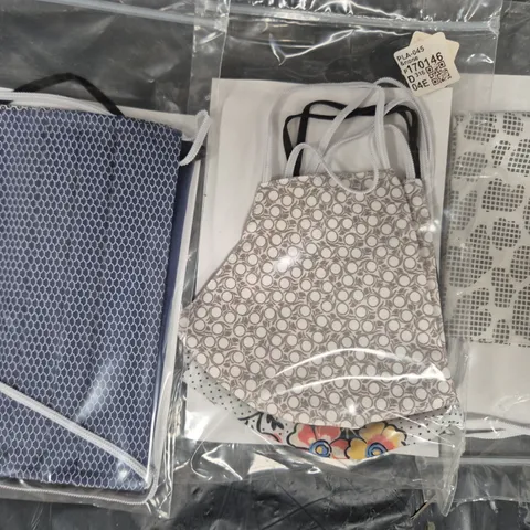 BOX OF APPROXIMATELY 150 ASSORTED UNBRANDED FACE COVERINGS AND MASKS IN VARIOUS STYLES AND COLOURS