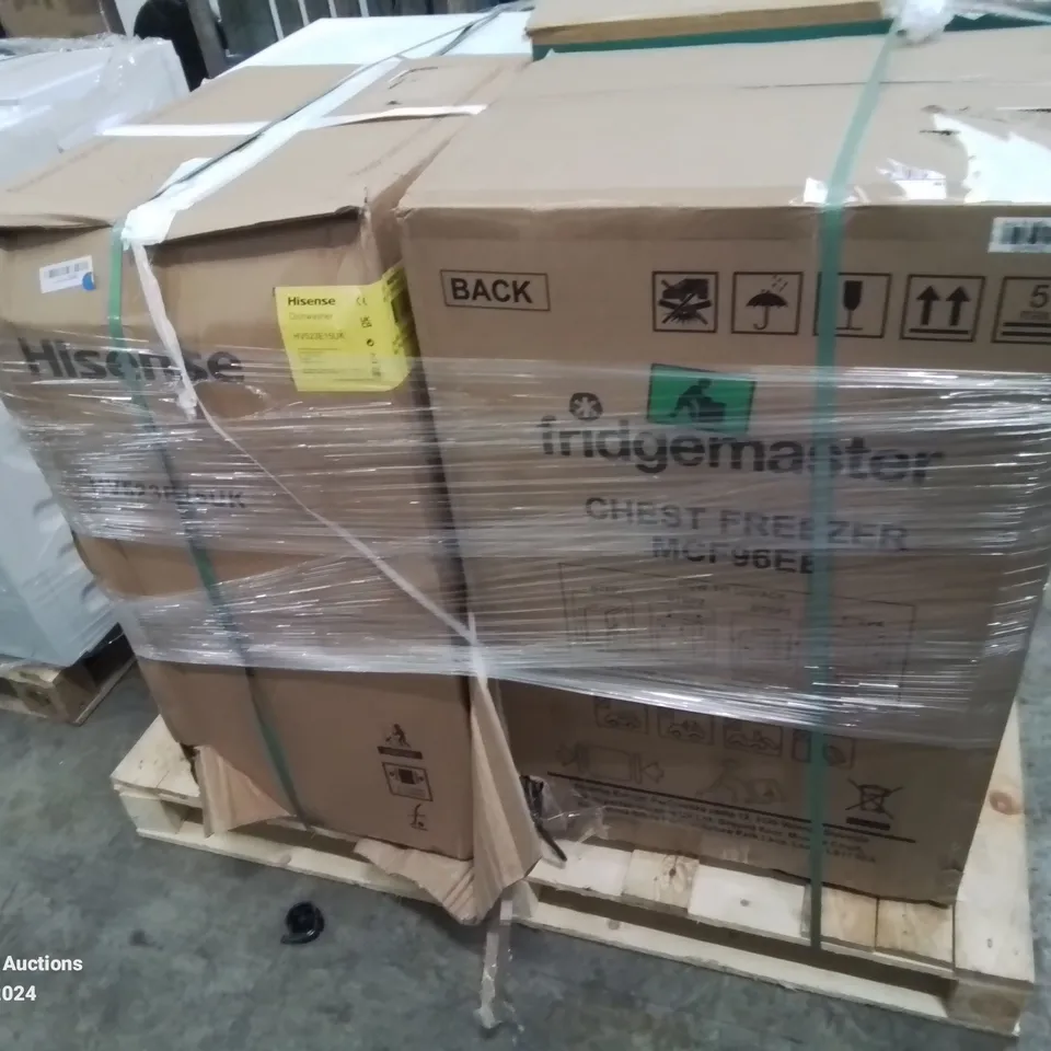 PALLET OF APPROXIMATELY 4 UNPROCESSED RAW RETURN WHITE GOODS TO INCLUDE;