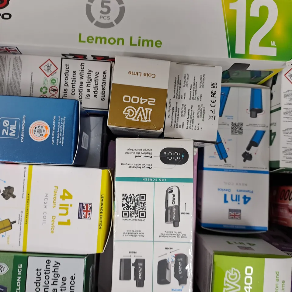 APPROXIMATELY 18 ASSORTED E-CIGARETTE AND VAPE ITEMS TO INCLUDE LOST MARY, TITAN, ETC