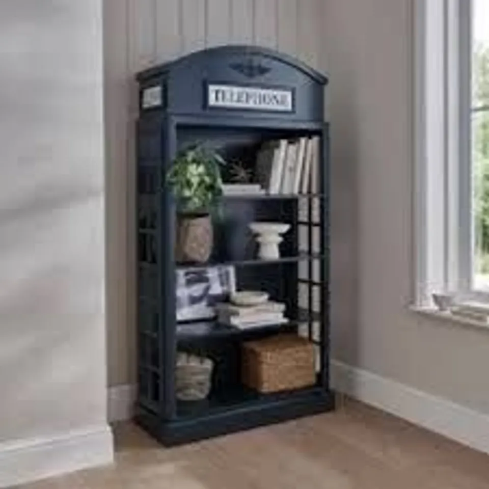 BOXED HOMES DIRECT 365 BLACK TELEPHONE BOX DISPLAY CABINET (2 BOXES)