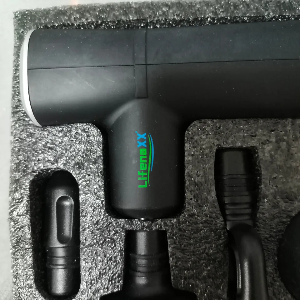 LIFEMAXX PERCUSSION MASSAGE GUN WITH ATTACHMENTS – BLACK
