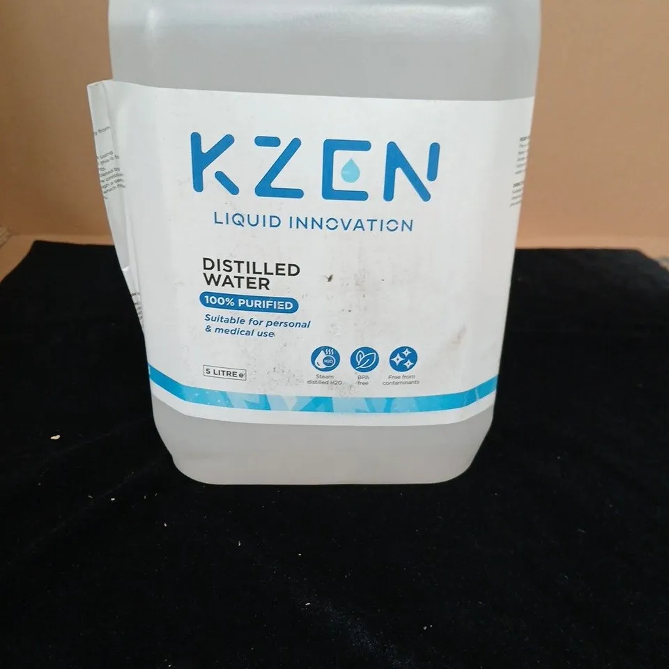 KZEN DISTILLED WATER – 5 LITRE BOTTLE (100% PURIFIED)