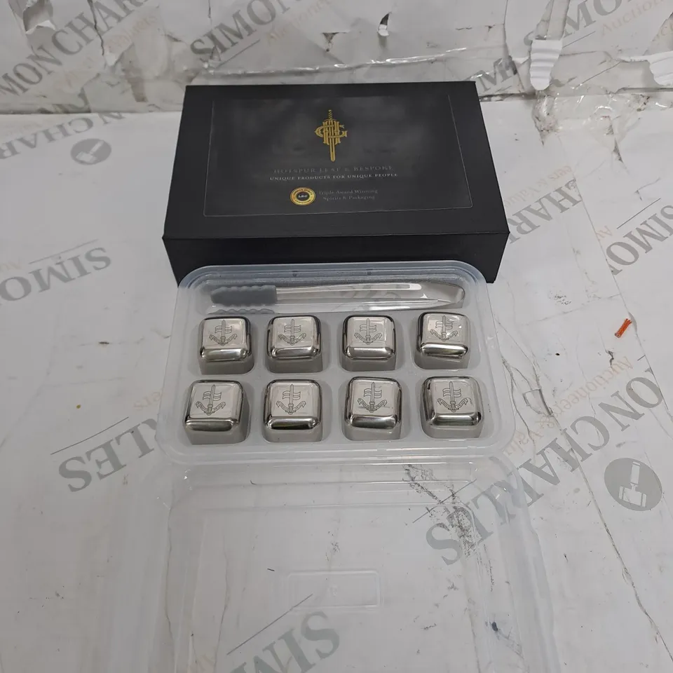 HOTSPUR LEAF AND BESPOKE 8 STEEL ICE CUBES TONGUES SET SUMMER DRINKS GLASS DRINK FAST FREEZING SET