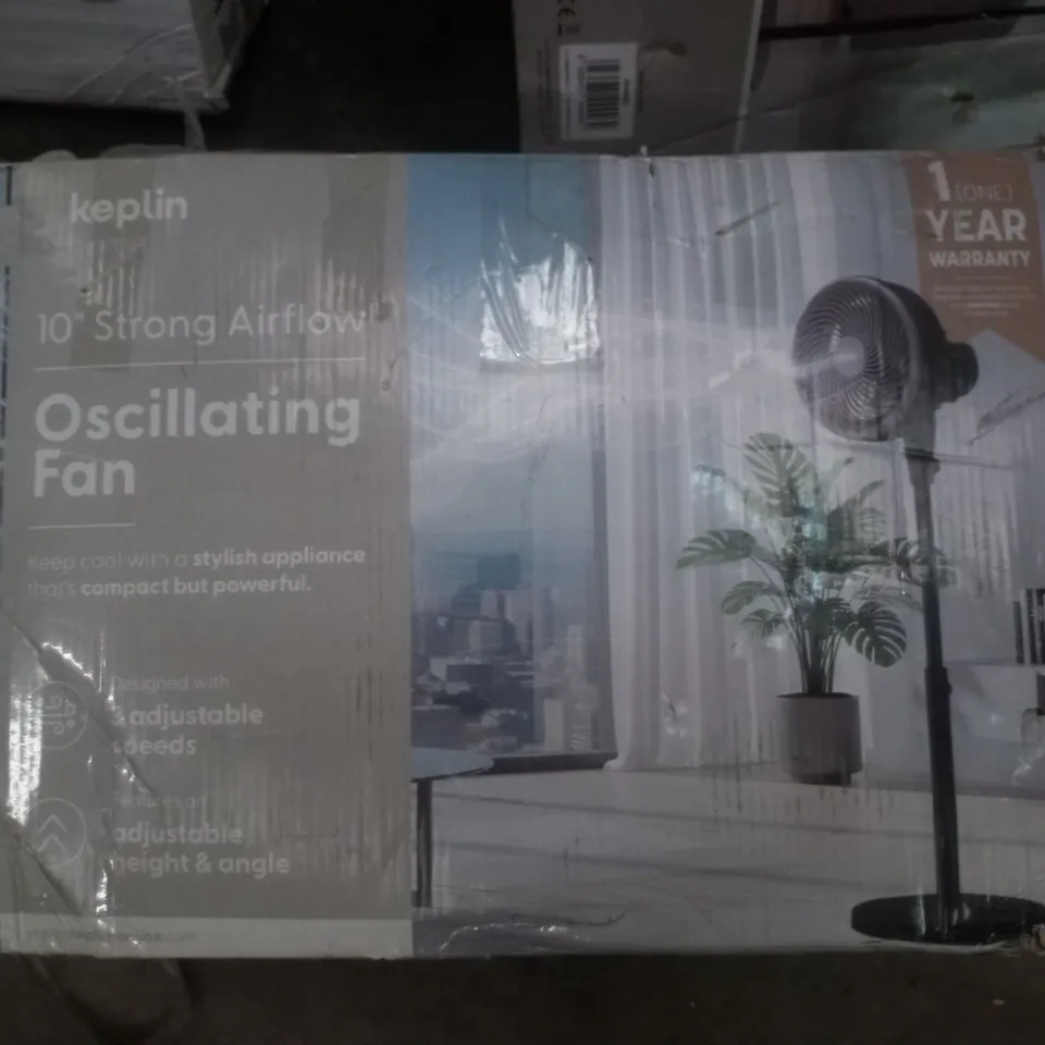 BOXED KEPLIN 10" STRONG AIRFLOW OSCILLATING FAN - BLACK
