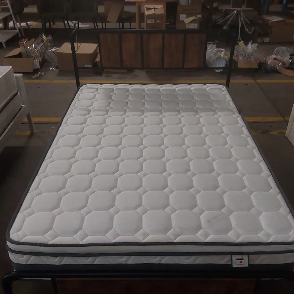 DENES 4'6" DOUBLE METAL BED FRAME WITH PILLOWTOP MATTRESS