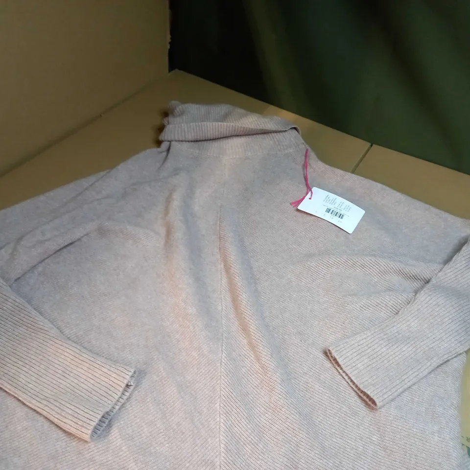 MADE IN ITALY BEIGE NICOLE KNIT POLO NECK JUMPER - SIZE 8/14