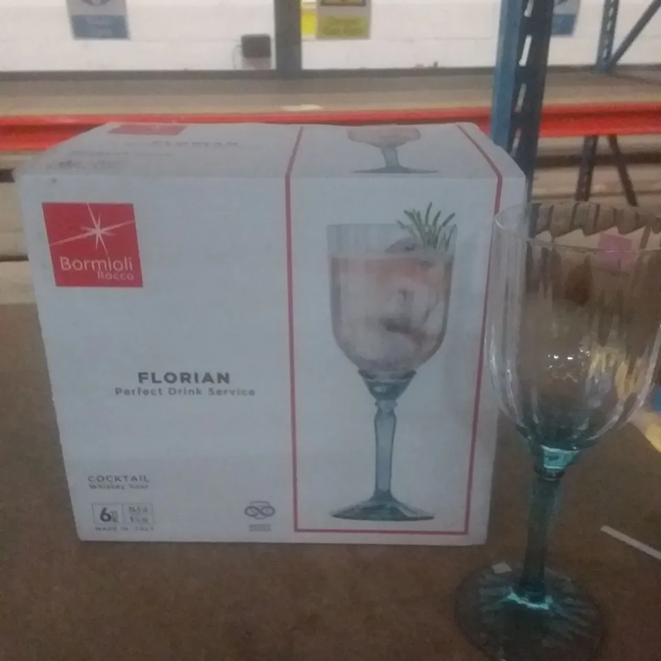 BOXED FLORIAN COCKTAIL GLASSES X6