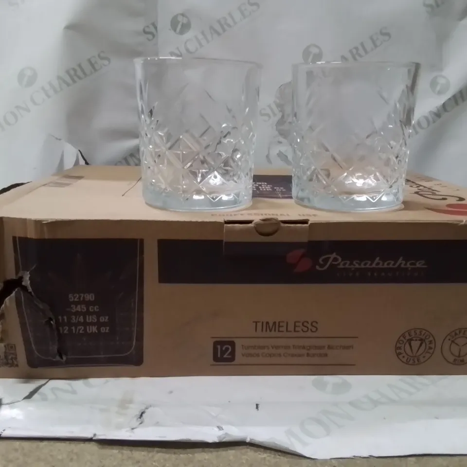 BOXED PASABAHCE TIMELESS GLASSES APPROXIMATELY 12