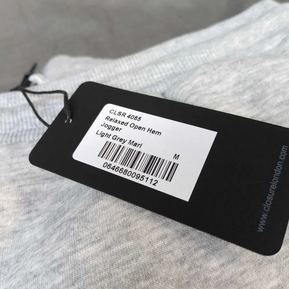 CLOSURE LONDON RELAXED OPEN HEM JOGGER – LIGHT GREY MARL – UK SIZE M