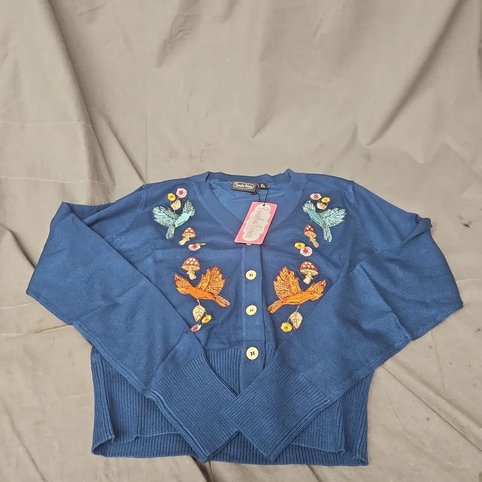 VOODOO VIXEN BLUE EMBROIDERED CARDIGAN – WOMEN'S XL
