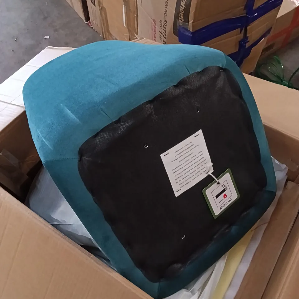 BOXED VELVET DINING CHAIRS (SET OF 4) - DARK TEAL/BLACK LEGS (1 BOX)